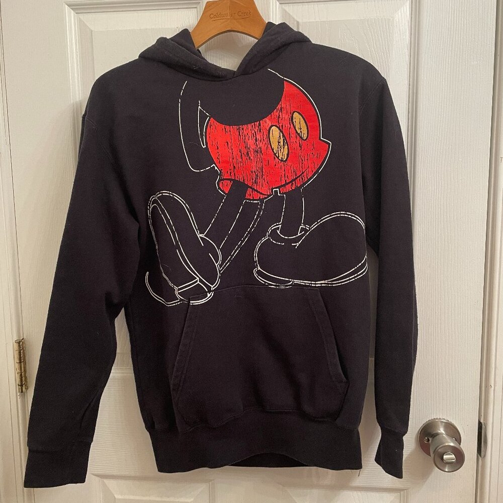 Disneyland Mickey Mouse Pullover Hoodie Ears Black Youth X Large Sweatshirt